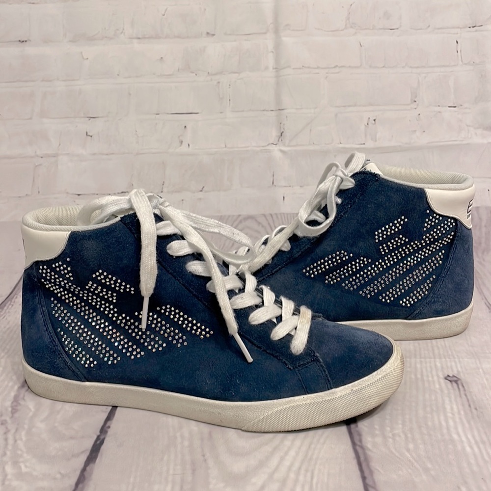 Emporio Armani Navy Blue High Top Suede Sneaker Women’s Size 6.5-7, UK Size 5